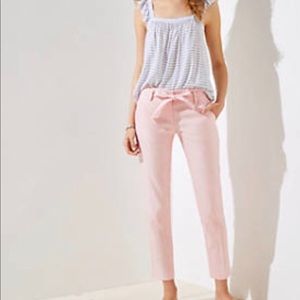 LOFT slim textured tie waist pencil pan